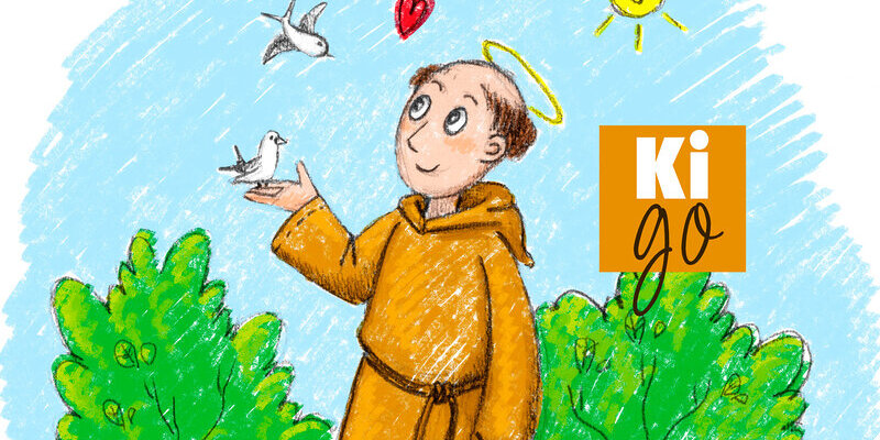 Der hl. Franziskus in der Natur mit Vögel.