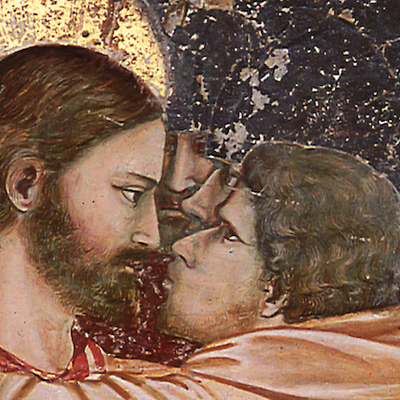 Detail aus 'Der Kuss des Judas', Fresko von Giotto, in der Capella degli Scrovegni oder Kapelle Madonna dell' Arena in Padua. Dieses Bild ist Teil des Features 'Kuss'.