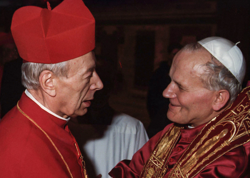 Papst Johannes Paul II. mit dem polnischen Primas, Kardinal Stefan Wyszynski, am 18. Oktober 1979.