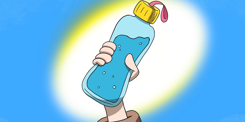 Eine volle Wasserflasche.