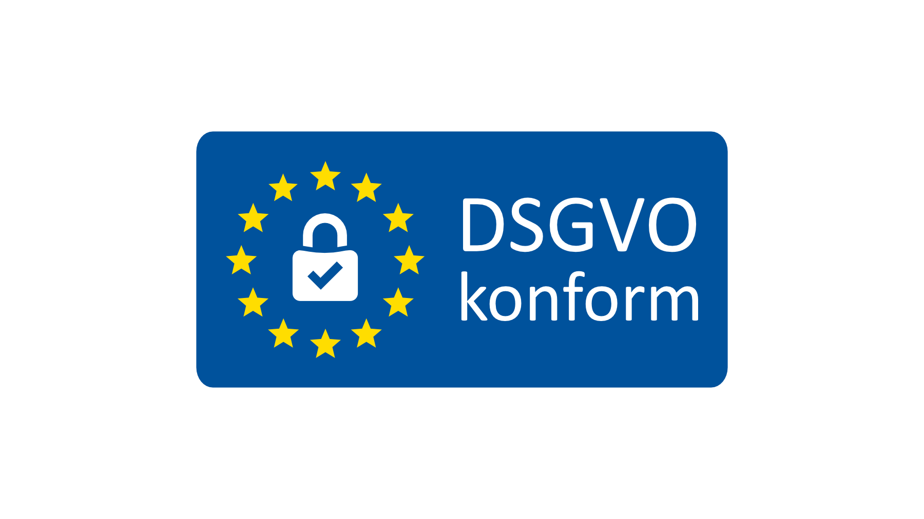 Plakette mit der Aufschrift DSGVO-konform.