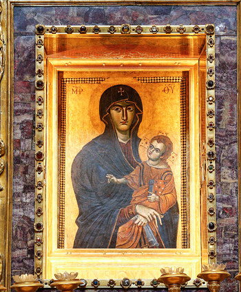 Die Ikone der Muttergottes 'Salus populi Romani', 'Heil des römischen Volkes', am 25. Juni 2019 in der Basilika Santa Maria Maggiore in Rom.